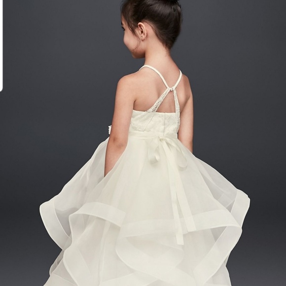 princess polly baby blue dress NEW, David's Bridal Lace Applique Halter A-Line Wedding Dress, SIZE 4 :  r/weddingswap main image 0